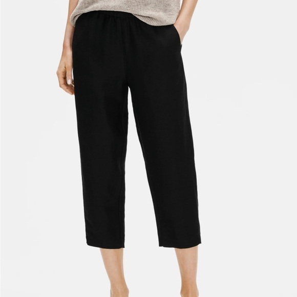 Eileen Fisher Pants - Eileen Fisher - Black Tencel Lyocell Blend Comfy Lounge Cropped Pants